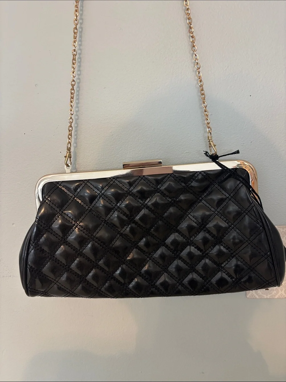 Urban Expressions Black Quilted Chain-Handle Clutch